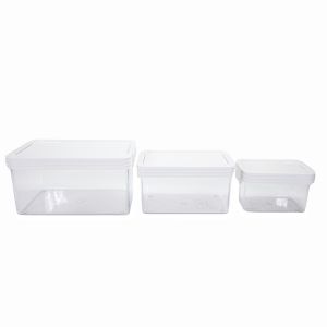image shows Click Clack 3-Piece Basic Storage Container Set | White against a blank, white background