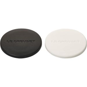  image shows Le Creuset Mill Caps (Set of 2) | Black and White  against a blank, white background