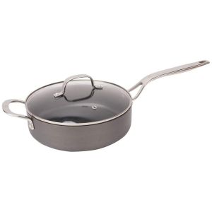 Swiss Diamond Hard Anodized Induction 4-Quart Nonstick Saute Pan with Glass Lid