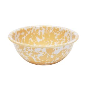 image shows Crow Canyon 20oz Cereal Bowl | Yellow Splatter  against a blank, white background