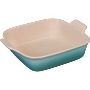image shows Le Creuset 3 Qt. Square Heritage Dish | Sea Salt  against a blank, white background