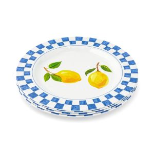 Core Home Lemon Check 11" Melamine Dinner Plates against a plain white background