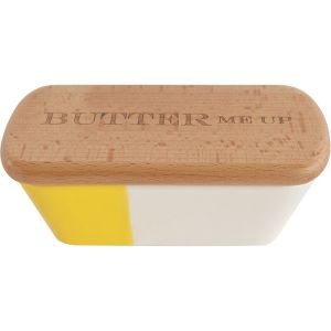 Talisman Designs Vivid Wood and Stoneware Butter Dish with Lid (6010)