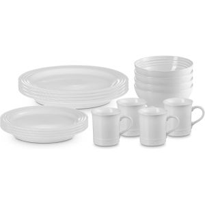  image shows Le Creuset Vancouver 16-Piece Dinnerware Set | White against a blank, white background
