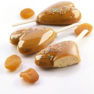 Decadent caramel heartcicles made with Silikomart Classic Heart Ice Cream Mold Set