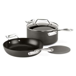 All-Clad Essentials Nonstick Hard Anodized Cookware Large Fry & Sauce Pan Set