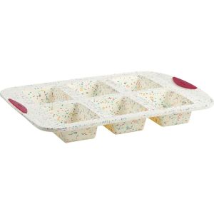 Trudeau White Confetti Silicone 6-Count Mini Loaf Pan