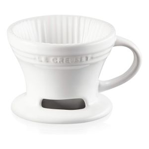  image shows Le Creuset Pour Over Coffee Cone | White against a blank, white background