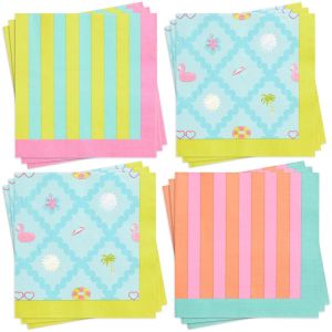  image shows xo, Fetti 24-Pieces Pool Party Cocktail Napkins | Summer Birthday Kids Party against a blank, white background