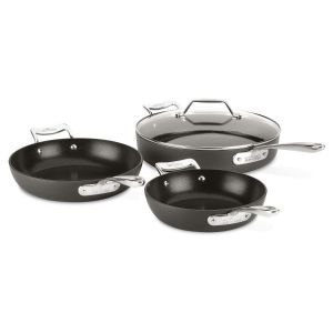 All-Clad Essentials Nonstick Hard Anodized Cookware Set of 3 Skillets