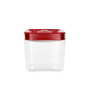 image shows Click Clack 1.5 Quart Cube Storage Container | Red against a blank, white background