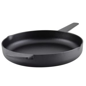 KitchenAid Pre Seasoned Cast Iron 12" Open Frying Pan | Black