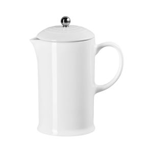  image shows Le Creuset Coffee Pot & Press 34Oz White Ss Knob against a blank, white background