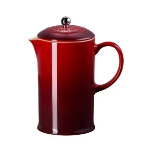  image shows Le Creuset Coffee Pot & Press 34Oz Cerise Ss Knob against a blank, white background