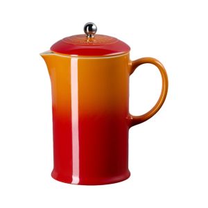 image shows Le Creuset Coffee Pot & Press 34Oz Flame Ss Knob  against a blank, white background