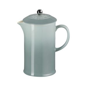 image shows Le Creuset Coffee Pot & Press 34Oz Sea Salt Ss Knob  against a blank, white background