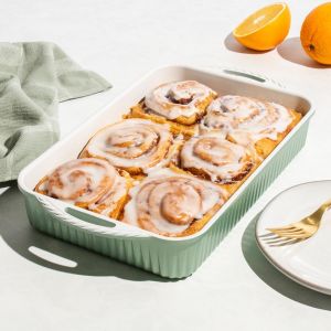 Nordic Ware Cardamom™ Rectangular Baker with Cinnamon Rolls