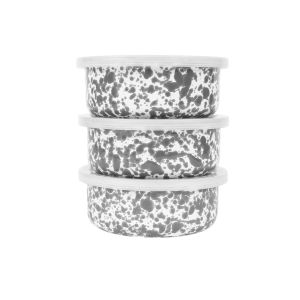  image shows Crow Canyon 3-Piece 14oz Storage Bowl Set | Grey Splatter against a blank, white background