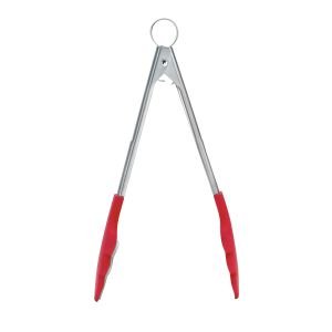 Cuisipro 9.5" Silicone Tongs with Teeth | Red