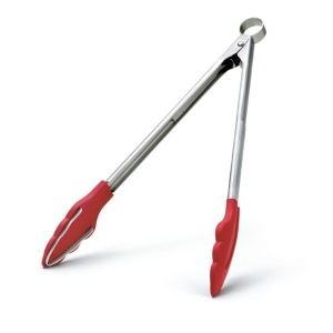 Cuisipro 9.5" Silicone Tongs with Teeth | Red