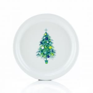 Fiesta® 9” Bistro Buffet Plate | Blue Christmas Tree on White