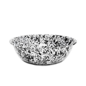 image shows Crow Canyon Enamelware 8 Qt. Medium Basin | Black Splatter  against a blank, white background
