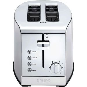 Krups 2-Slice Breakfast Toaster | Brushed Chrome & Stainless Steel