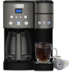 Cuisinart咖啡中心12杯咖啡机和单杯啤酒|黑色不锈钢