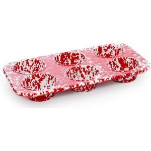 Crow Canyon 6 Cup Muffin Pan | Red & White
