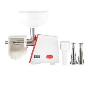  image shows Weston Deluxe Electric Tomato Strainer against a blank, white background