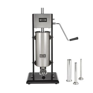 image shows Weston 11 lb Dual Speed Vertical Sausage Stuffer  against a blank, white background 