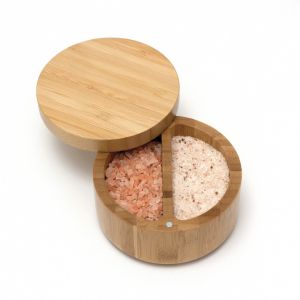 image shows Lipper International Bamboo Divided Spice Box with Swivel Cover against a blank, white background