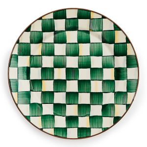image shows MacKenzie-Childs Emerald Check 12" Charger/Plate against a blank, white background