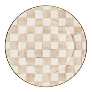 image shows MacKenzie-Childs Mocha Check 12" Charger/Plate against a blank, white background