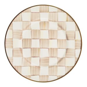image shows  MacKenzie-Childs Mocha Check® 8" Salad Plate against a blank, white background
