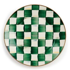 image shows MacKenzie-Childs Emerald Check 10" Dinner Plate against a blank, white background