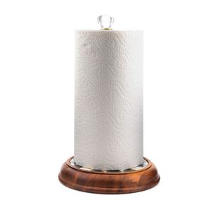 image shows MacKenzie-Childs Courtly Check Wood Paper Towel Holder against a blank, white background