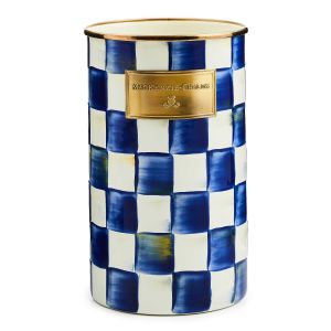 image shows MacKenzie-Childs Royal Check Utensil Holder against a blank, white background