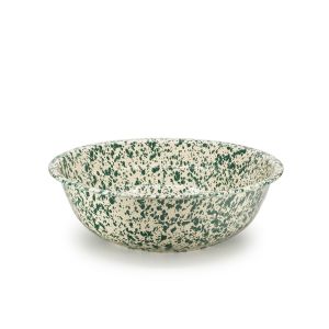 Crow Canyon Enamelware 8 Qt. Medium Basin | Green & Cream Splatter 