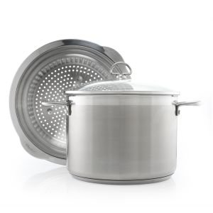 Chantal | Induction 21 8Qt. Stock Pot with Pasta/Steamer Insert + Glass Lid 
