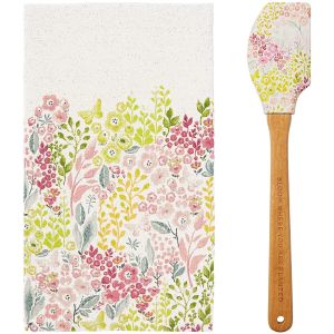 C.R. Gibson Kitchen Dish Towel + Spatula Gift Set | Watercolor Garden