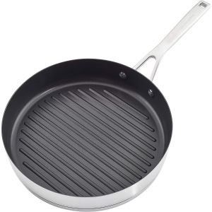 KitchenAid Stainless Steel 3-Ply Nonstick 10.25" Round Grill Pan 