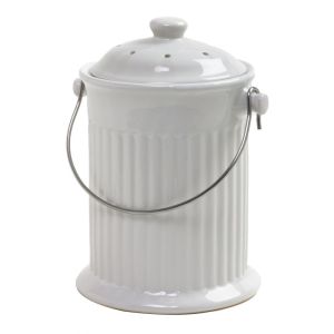 Norpro Ceramic Compost Crock & Lid - White 4 Qt.