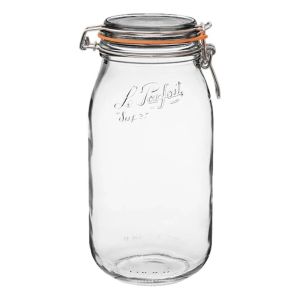  image shows Le Parfait 2L Rounded French Glass Storage Jar with Airtight Rubber Seal against a blank, white background