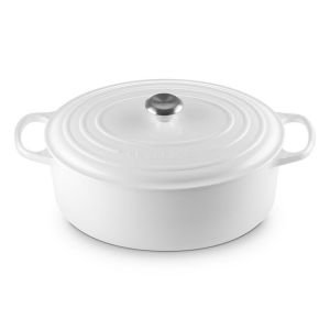 Le Creuset 9.5 Qt. Oval Signature Dutch Oven with Stainless Steel Knob | White