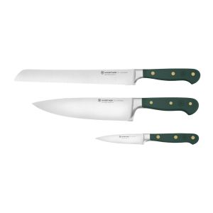 image shows WÜSTHOF Classic Color 3-Piece Starter Knife Set | Fresh Rosemary against a blank, white background