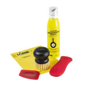  image shows Lodge Seasoned Cast Iron Care Kit against a blank, white background
