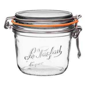 image shows Le Parfait 500ml Tapered French Glass Preserving Jar with Airtight Rubber Seal against a blank, white background