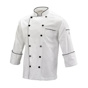 Mercer Renaissance Cutlery: 4XL Men's Chef Jacket/Chef Coat (White w/ Black Piping) w/ Traditional Neck for Food Industry Professionals (Commis, Sous Chef, or Chef de Cuisine): M62090WB4X