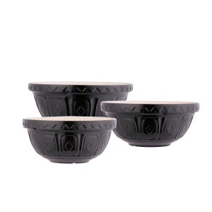 Mason Cash Color Mix Mixing Bowls (Set of 3) | Black aranged together against a white background